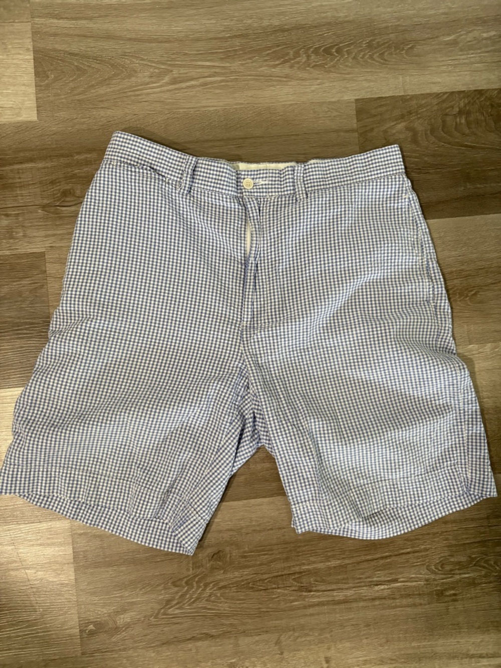 Ralph Lauren Light Blue Gingham Cotton Shorts